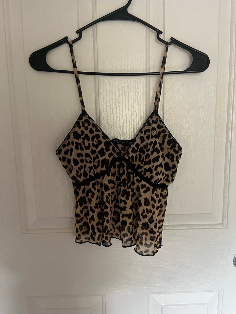 Leopard Print Spaghetti Strap Cami Top - Brown/Black